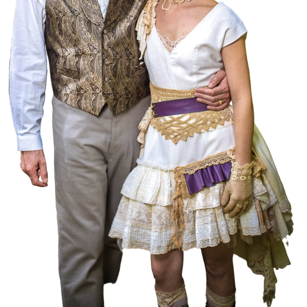 Wedding Dress Boutique Couture Steampunk Vintage Lace, Linen and Leather 6